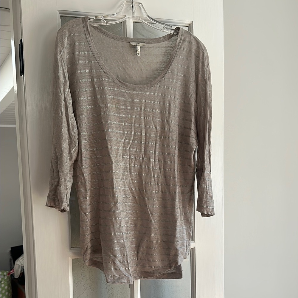 Joie Brown Ribbed 3/4 Sleeve Tunic